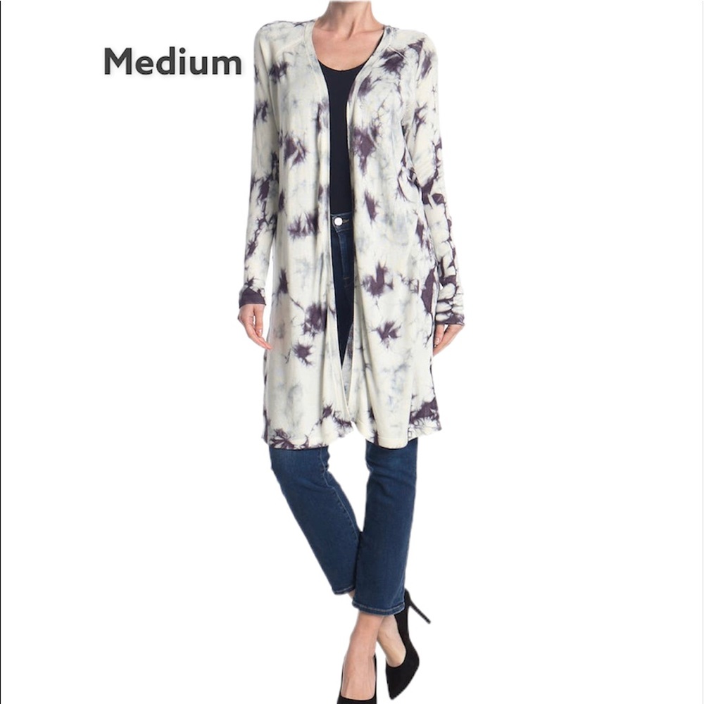 New! Nordstrom Sweet Romeo tie dye jersey open drape cardigan, size medium